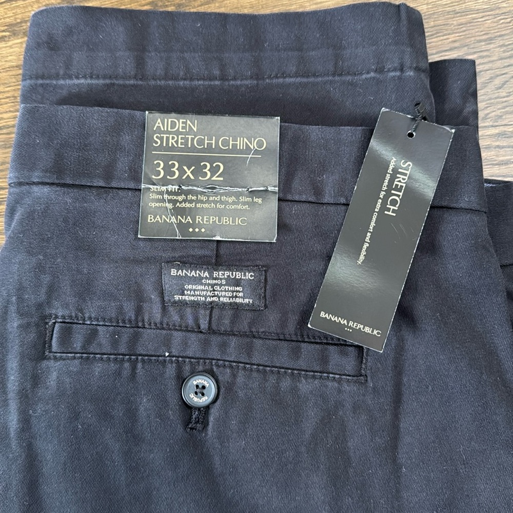 Banana Republic Aiden Stretch Chinos Flat-Front Cotton Blend slim fit - Picture 3 of 5